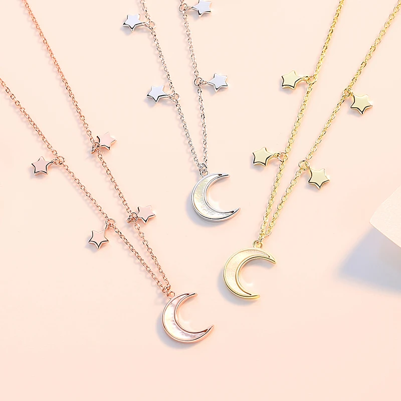 2023 Fashion Statement 925 Sterling Silver Star And Moon Necklace For Women