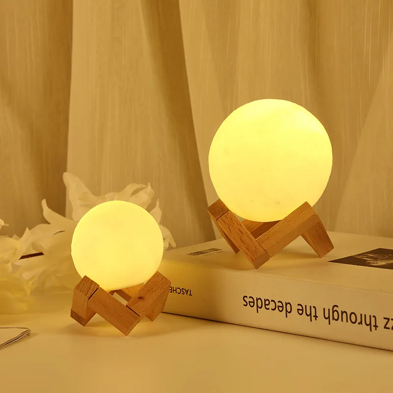 Moon Lamp LED Night Light Battery Powered With Stand Starry Lamp Bedroom Decor Night Lights Kids Gift Moon Lamp