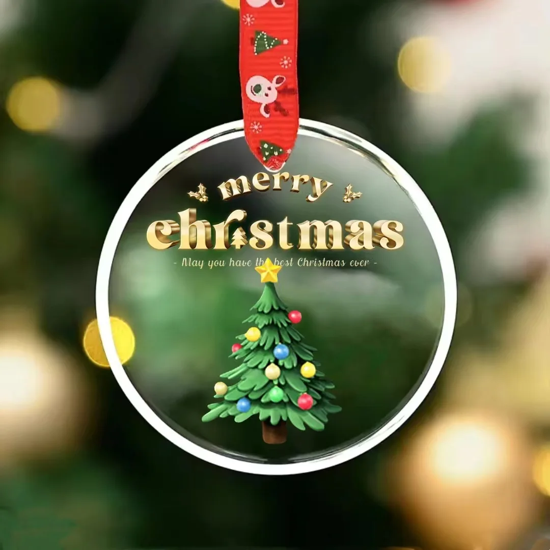 Hot Selling Clear Crystal Glass Christmas Hanging Decor Christmas Tree Crystal Decor Ornament