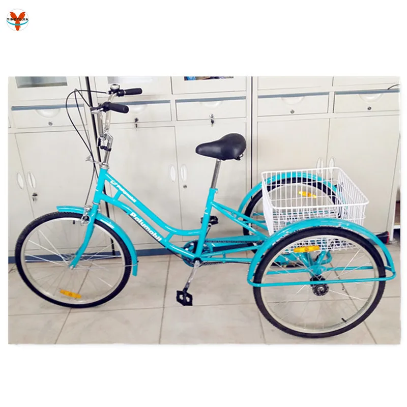 
New arrival 3 wheel bicycle single speed adult bike tricycle with basket 24inch alloy wheel 