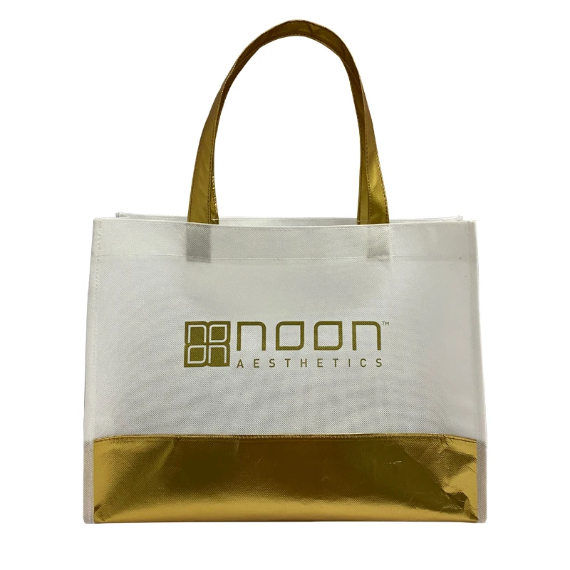 Wholesale custom coated non woven tote bag for shopping gift packaging promotional with logo