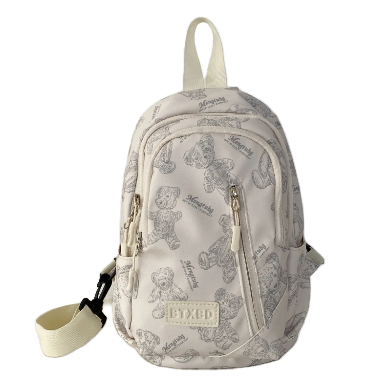 Cute bear print casual bag niche sports broadband student chest bag