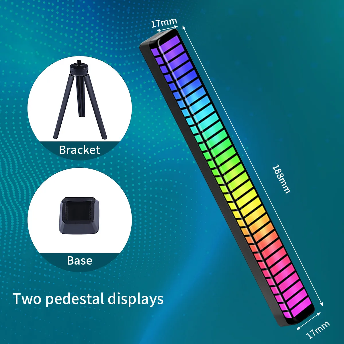 RGB Voice Control LED Music Rhythm Lights with 3D Screen Ambient Light Bar 5V Rechargeable Computer Desktop Voice Sensing Light
