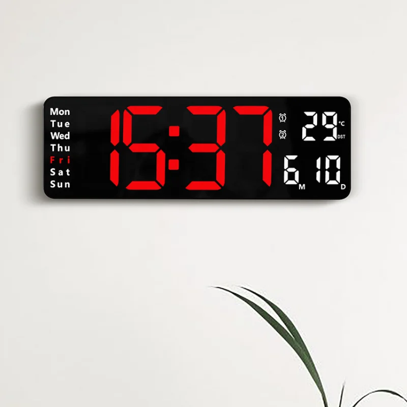 12 inch Amazon  selling Wall alarm clock with  Two Alarm  Temperature  Date and 12/24H