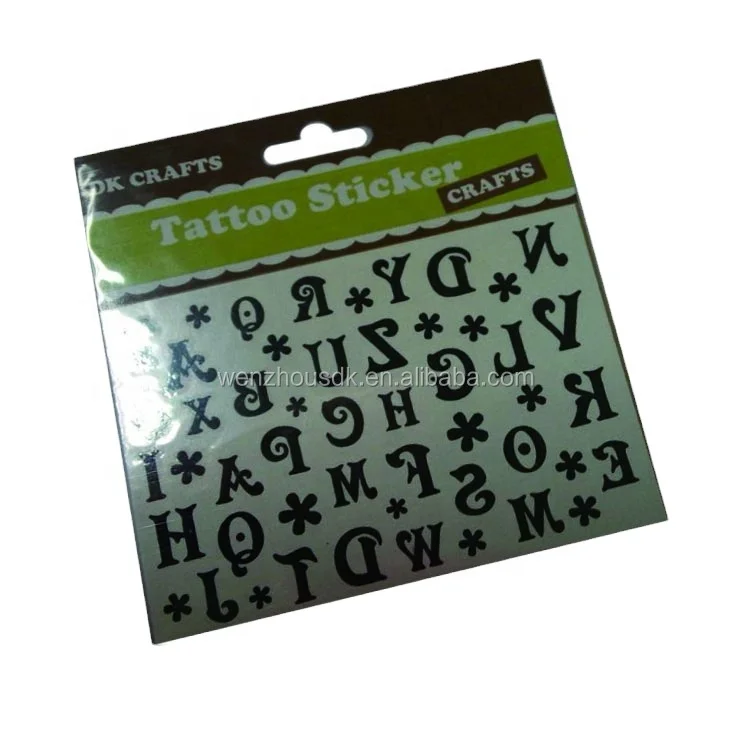 Letters and Numbers Tattoo Design Printed Waterproof Temporary Tattoo Promotional Custom Various Tattoo Stickers EN71 1/2/3/9