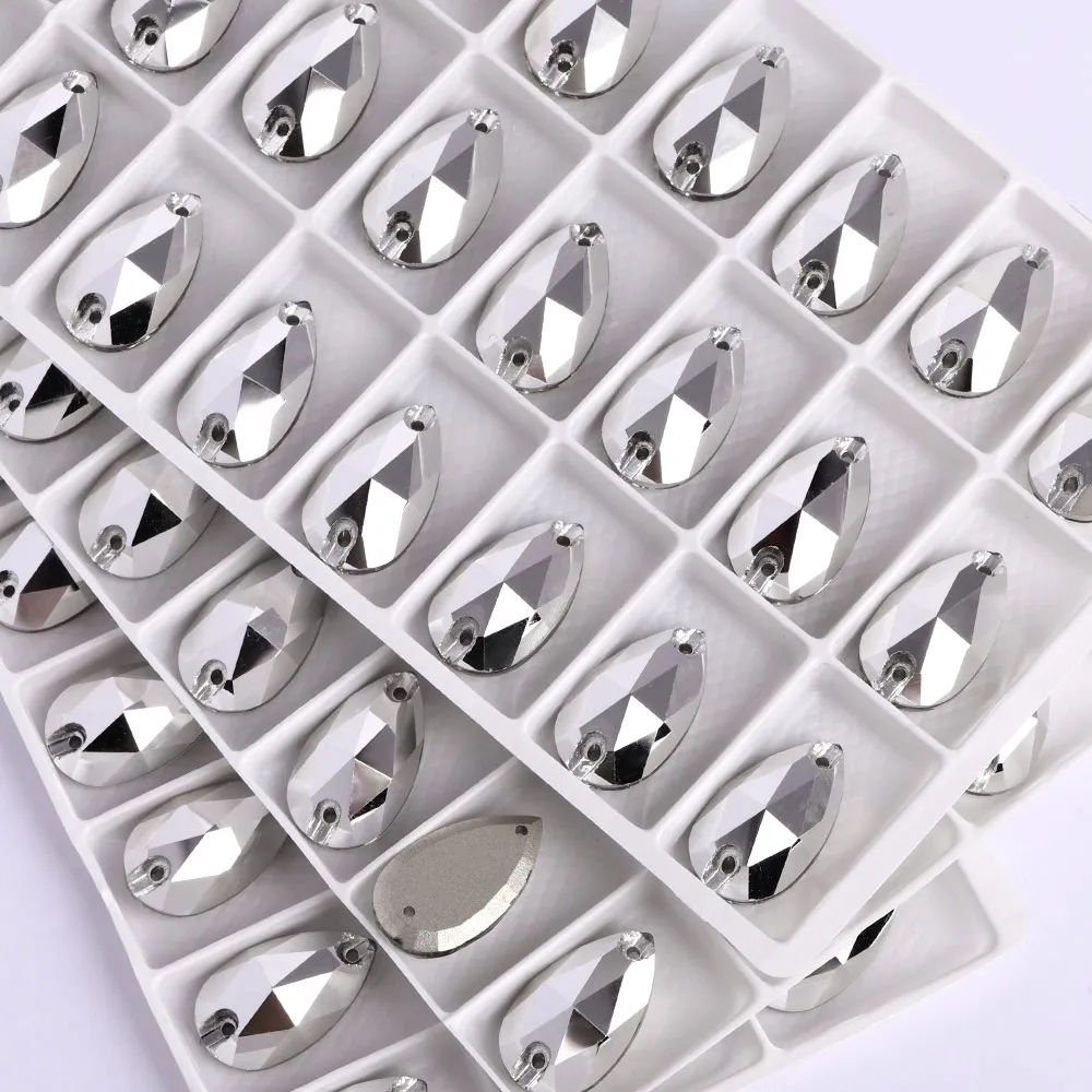 Wholesale 7x12 10x14 11x18 13x22 17x28 mm Raindrop Sew-on Rhinestones Non Hotfix Flatback Sewing Strass Bling For Jewelry Dress