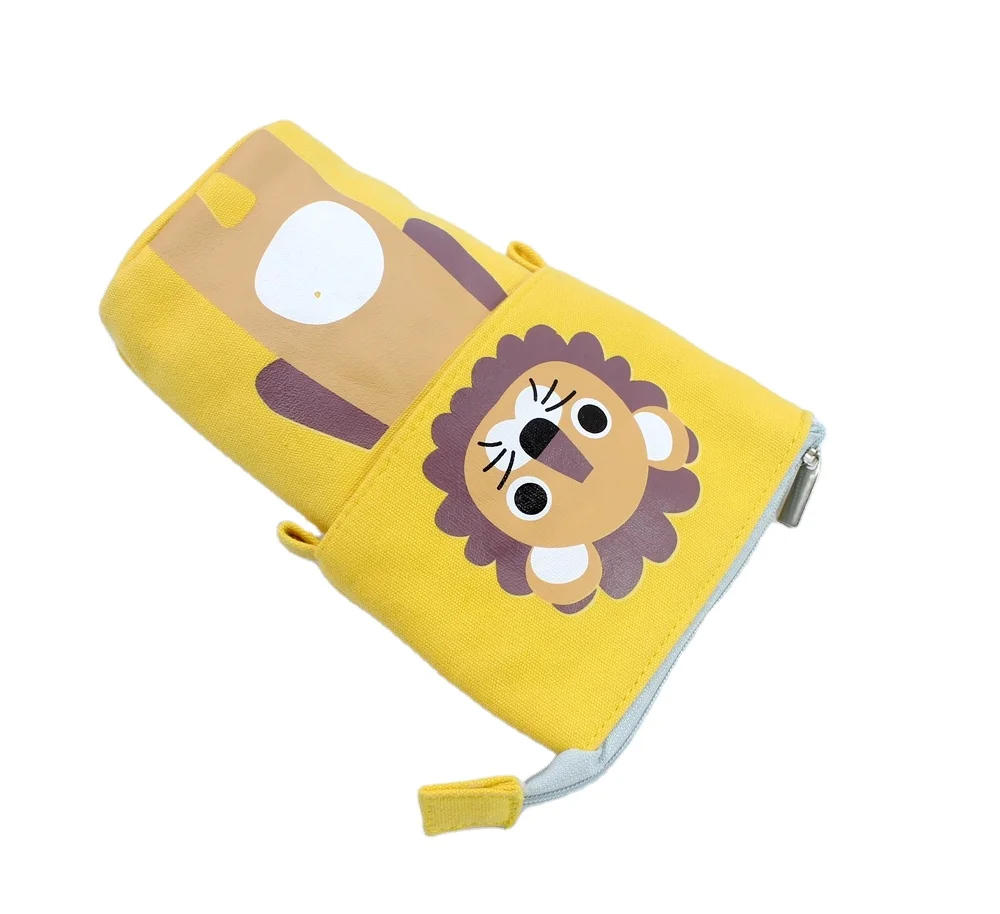 2024 New Custom Wholesale Small Lion Foldable Pencil Case/Holder, Expandable Dual-purpose Pencil Pouch