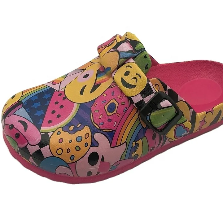 Popular Fancy Transfer Printing Platform Kids Clogs Shoes eva garden clogs
