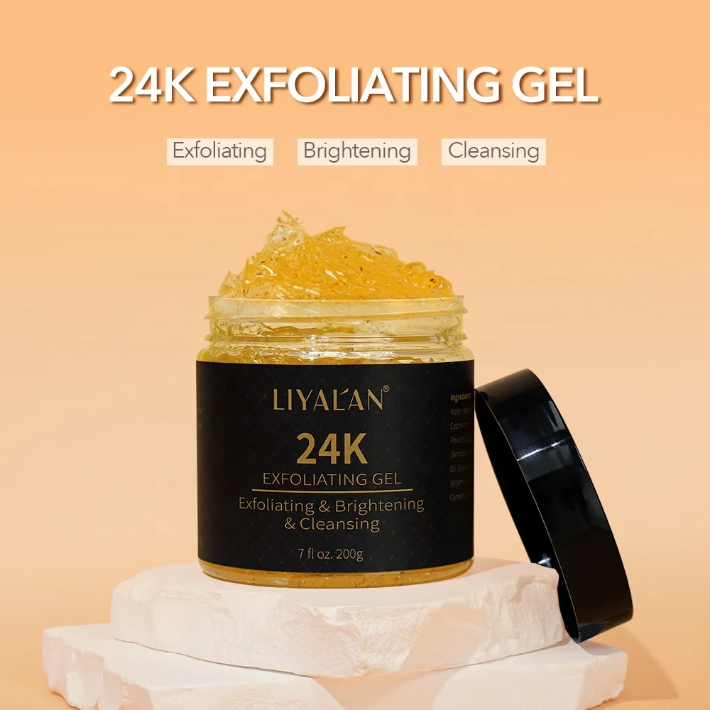 Private Label Pore Cleansing Face Scrub Blackhead Removal 24K Gold Peeling Exfoliating Gel