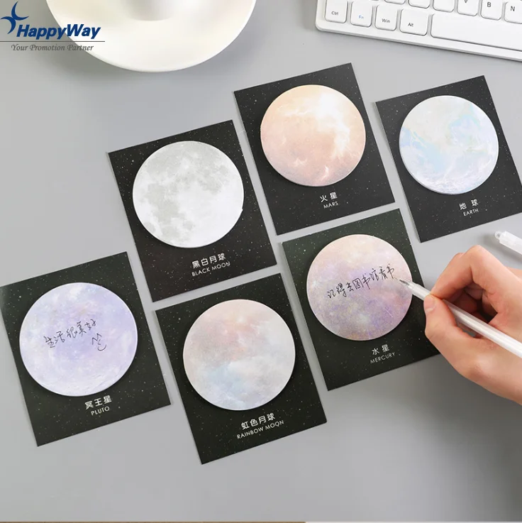 Novelty Planets Design Sticky Notes Different Round Designs Sticky Note Pad Moon