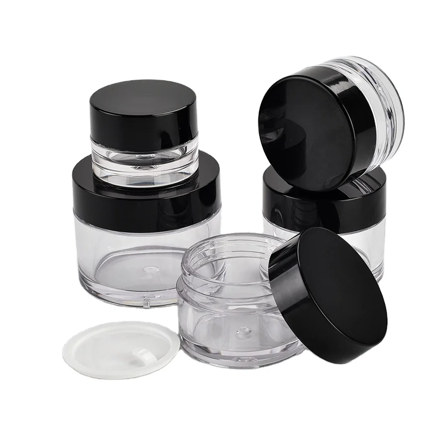 UU package black powder jar cosmetic empty 3-250ml cream jar nail glitter containers