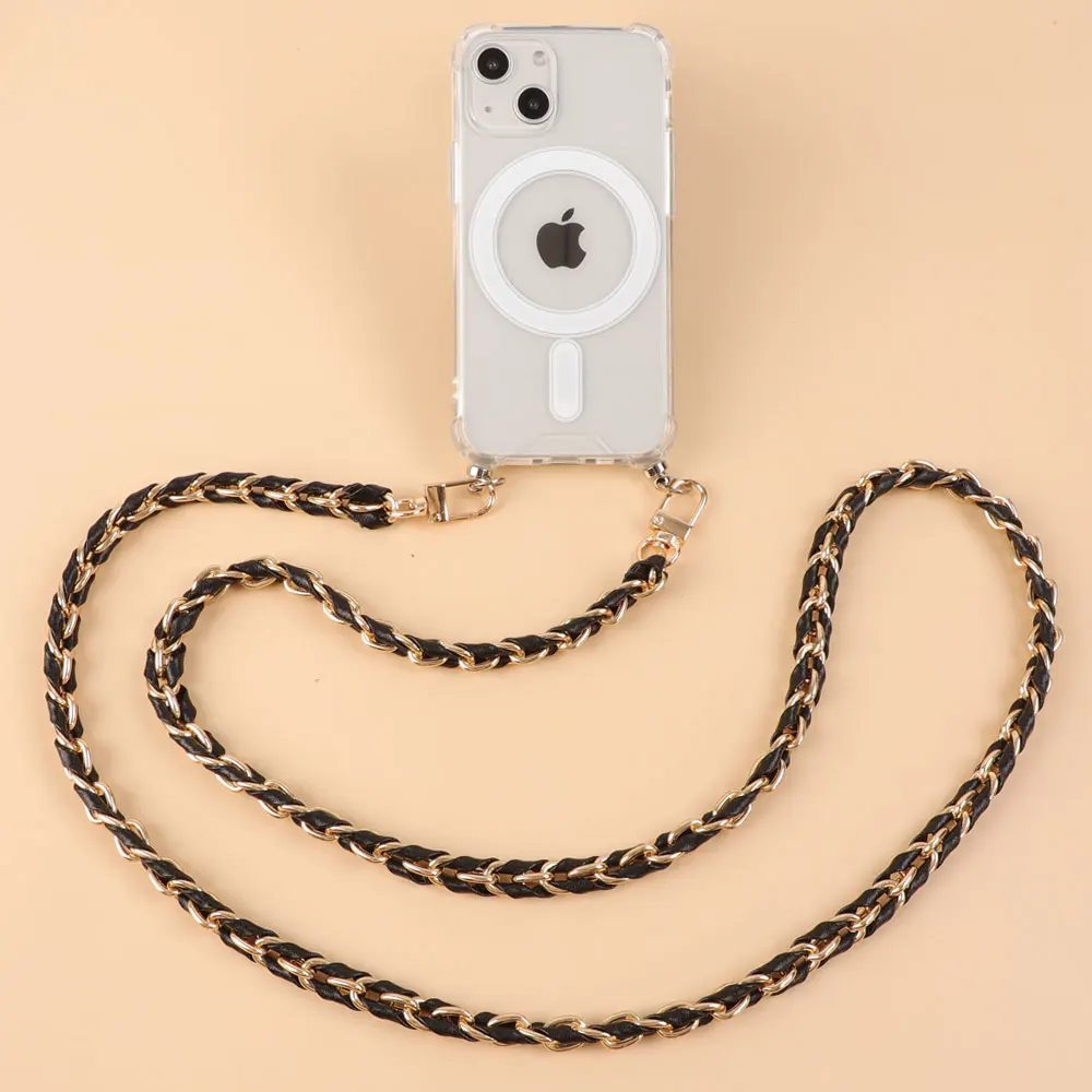 Replacement leather through link bags accessories metal gold chain shoulder phone lanyard crossbody metal chain for bag