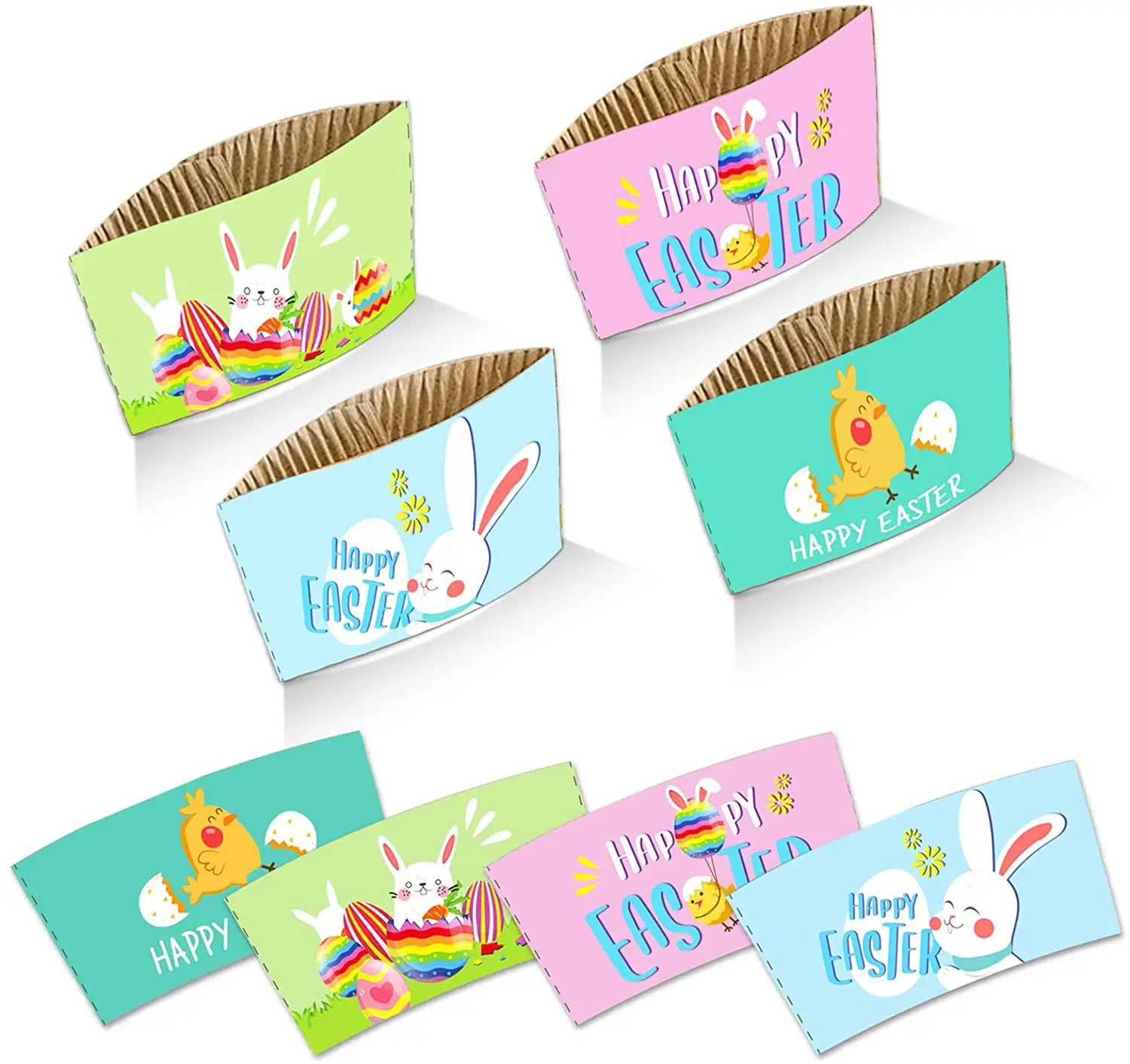 Happy Easter Coffee Cup Tea Cup Sleeves 12oz to 16oz Drink Cup Sleeves for Hot Chocolate Coffee Cocoa or Cold Beverage