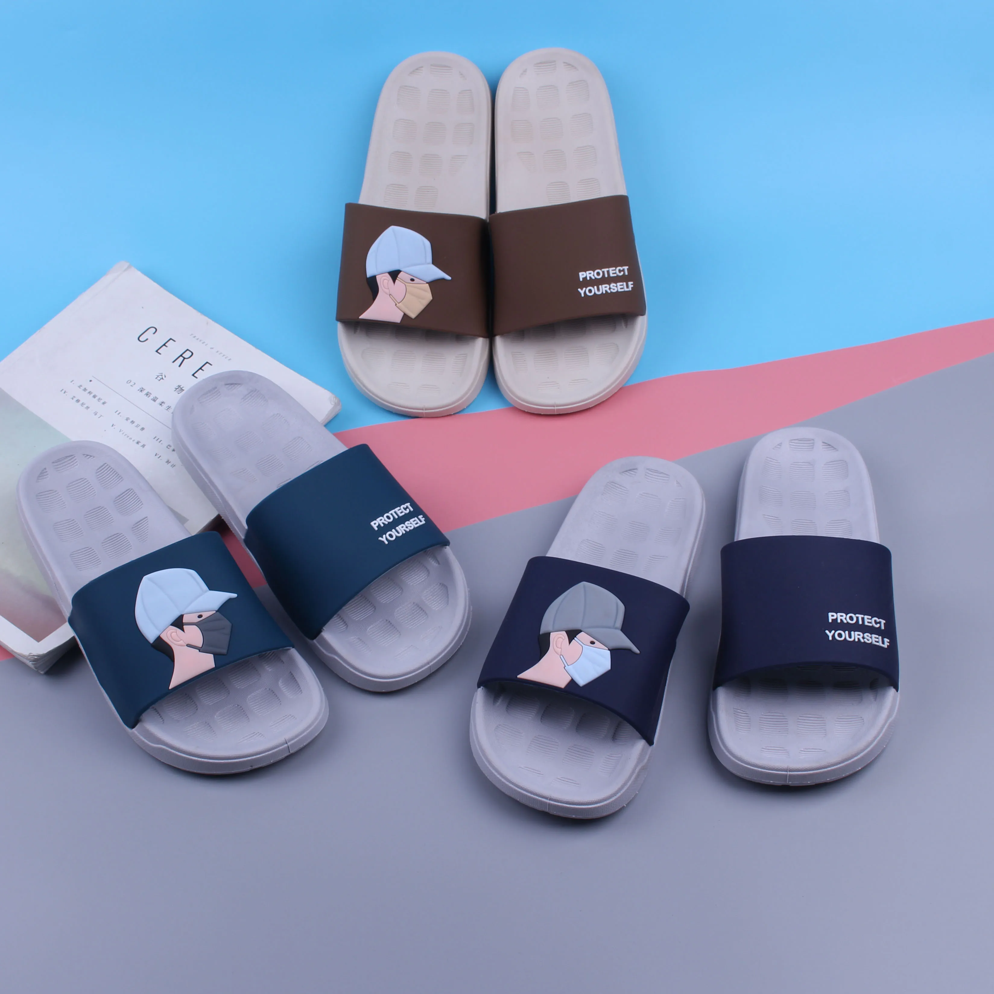 Мужские модные уличные шлепанцы и сандалии с индивидуальным принтом, пляжная обувь