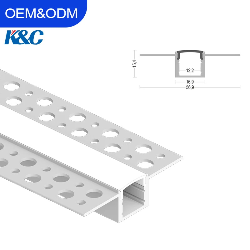 Recessed Channel Drywall Aluminium LED Profile T8 Temper for Gypsum Wall with Angled Shape led profile aluminum