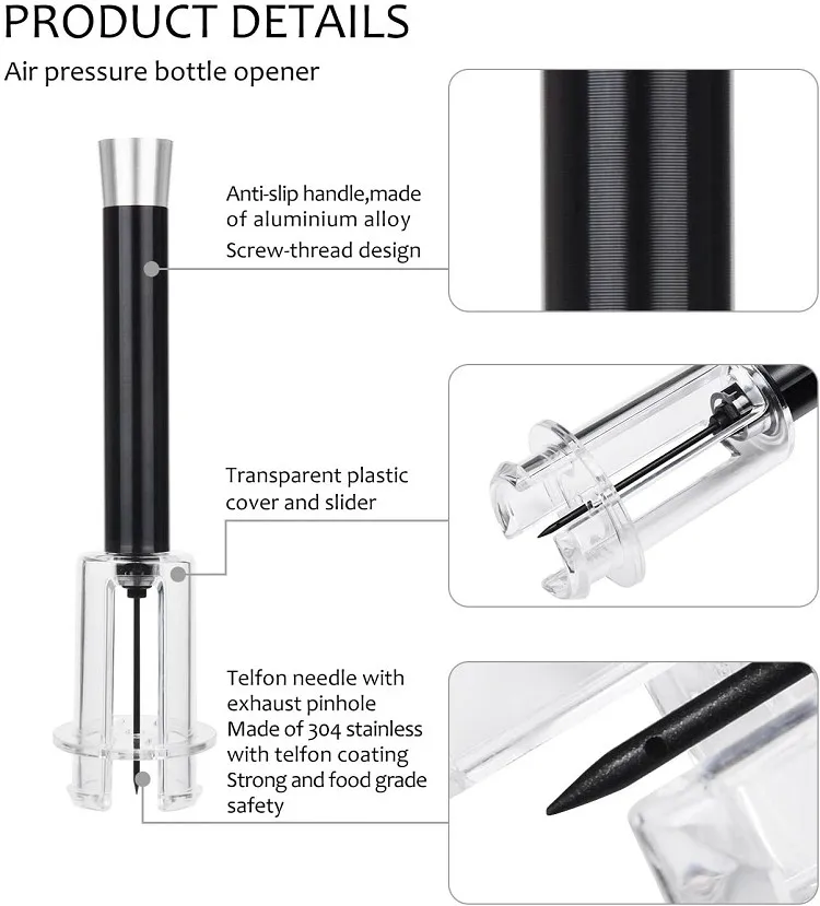 Ready to Ship Aluminum Alloy Tube Waiters Corkscrew&Openers Air Pump Pressure Pull-Type Wine Opener Hot Selling Items for USA