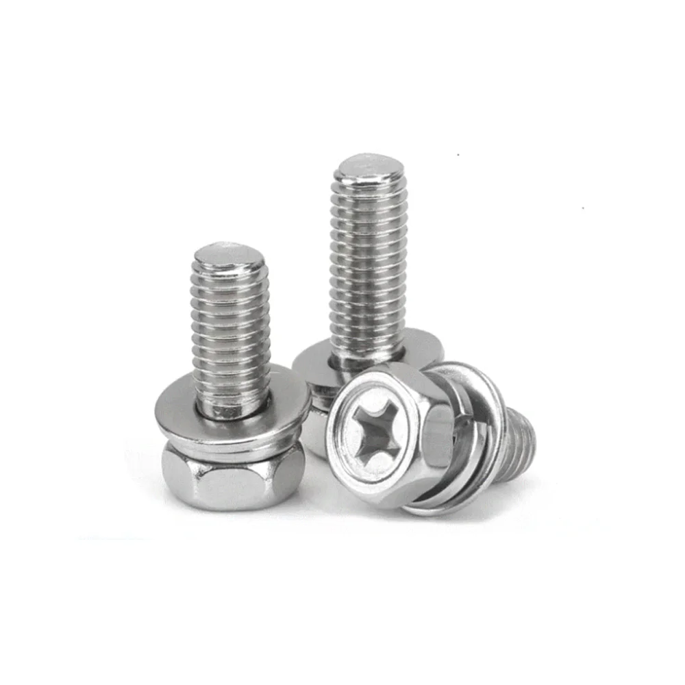 OEM M2 M2.5 M3 M4 M5 M6 M8 M10 M12 304 stailess steel hexagon nuts screws bolts flat spring washer combination