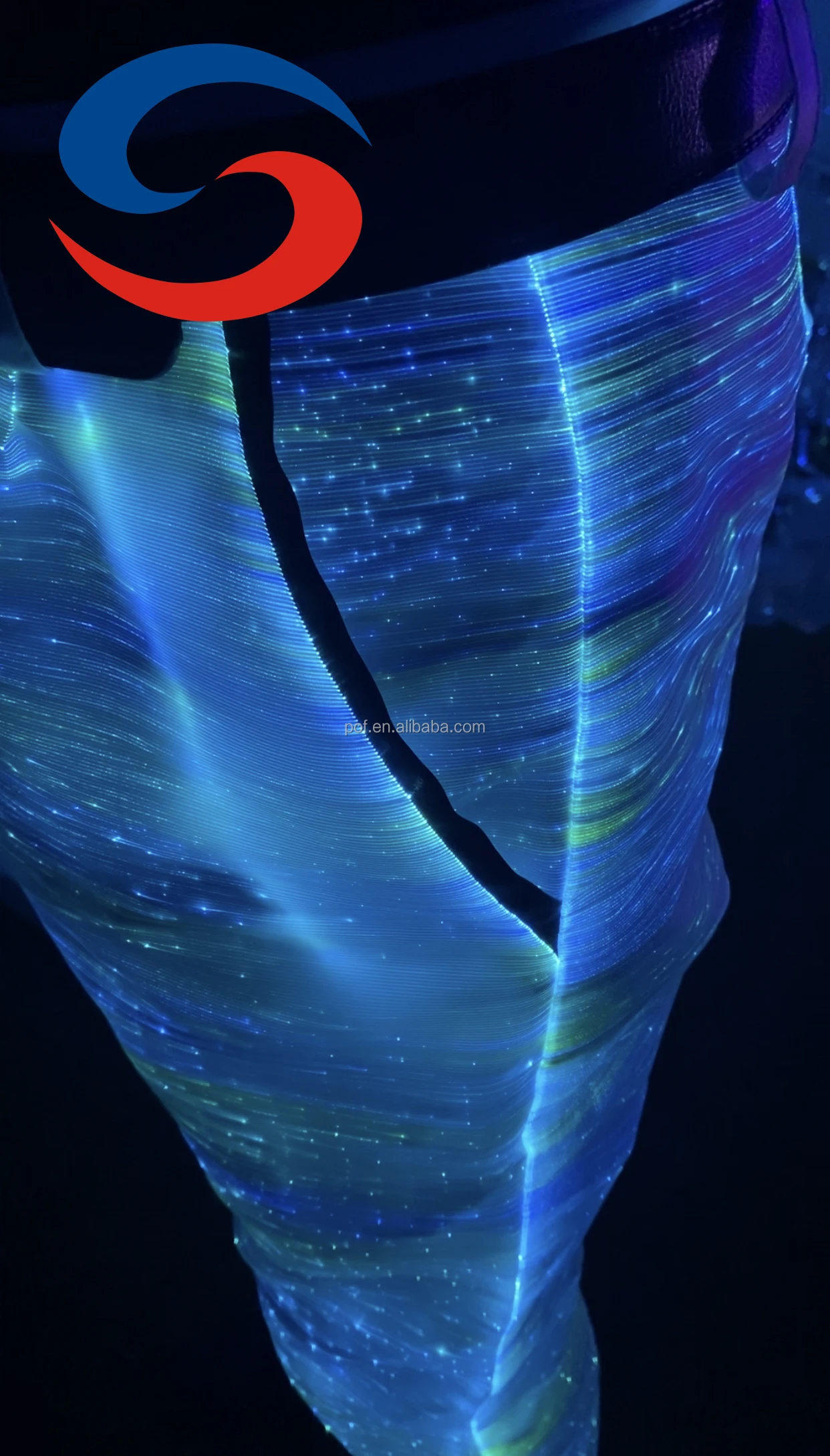 RGB LED emit light Fiber Optic Fabric Luminous Pants Customized Wide Leg Trousers and Pants