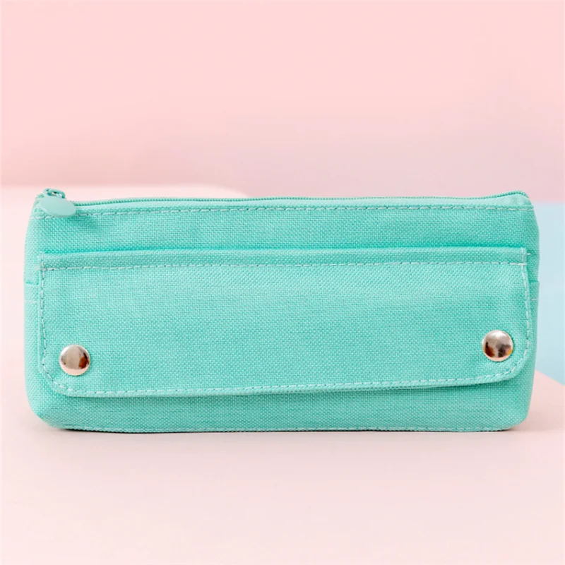 Promotion Mint Green 600d Oxford Durable Simple Style Wholesale Children Pencil Case Student Pencil Bag Pencil Pouch