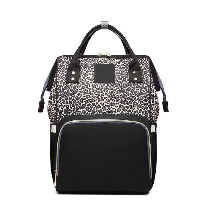 New High Quality Fashion Leopard Grain Mummy Diaper Baby Large Capacity Outdoor Mummy Backpack Bag