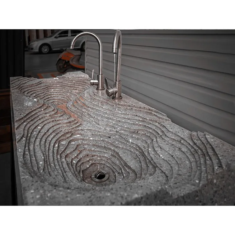 Custom Integrate Modern Novel Design Bathroom Vessel Sink Basin Terrazzo Vanity Top For Sale