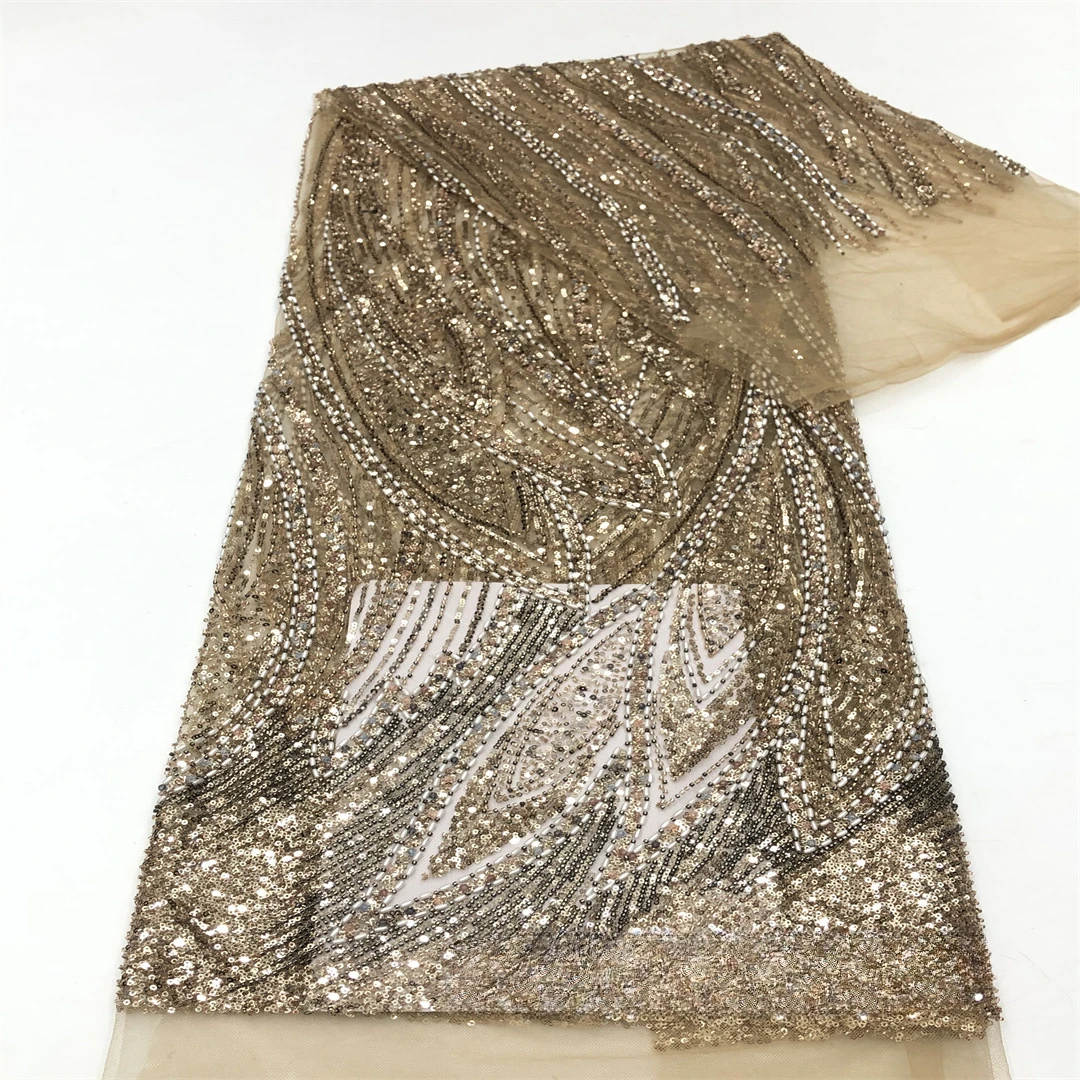 European and American peacock tail hand made beaded lace fabric for fashion and Wedding dresses