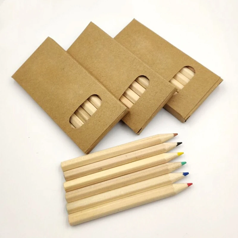 Mini Wood Color Pencil Wooden Pencils with Coloring Book 6 Pack