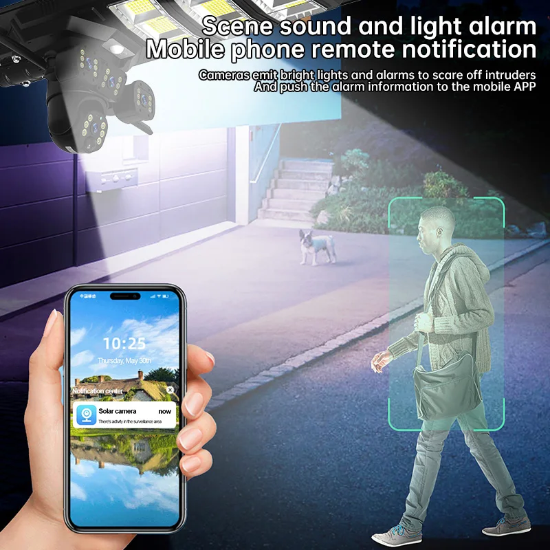 Omsen Hot Sale Smp- Xa01 3 In 1 Solar Powered Sun Street Lamp Light 450W With Camera Cctv Wifi 4G Sim Card For Farm Garden