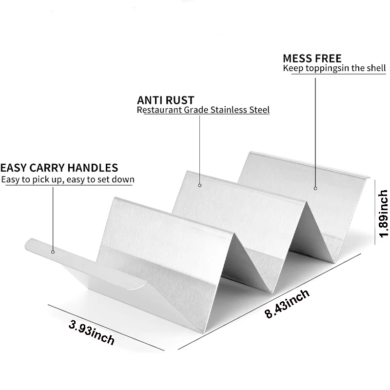 Taco Holders 4 Packs Stainless Steel Taco Stand Rack Tray Style Oven Safe for Baking Dishwasher and Grill Safe