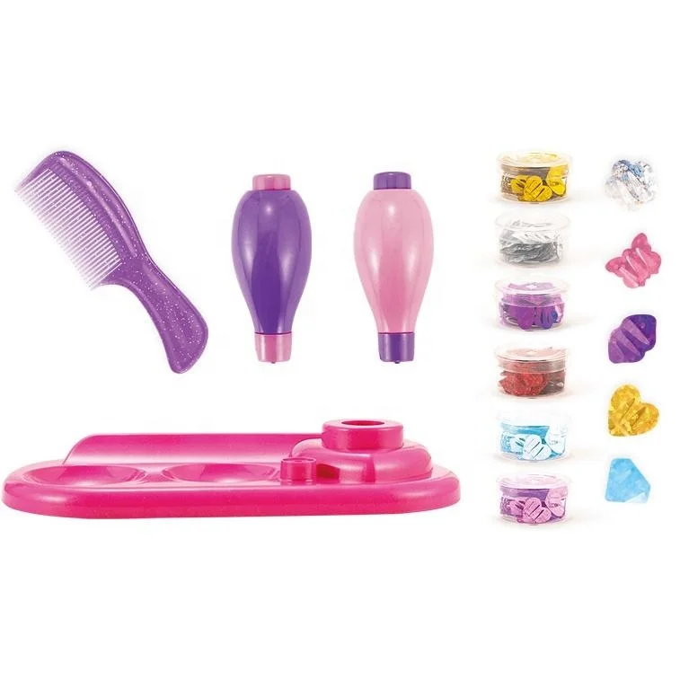 Samtoy DIY Stamper Fashion Makeup Doll Girl Beauty Headwear Jewels Sticker Machine Glitter Hair Sparkle Toy
