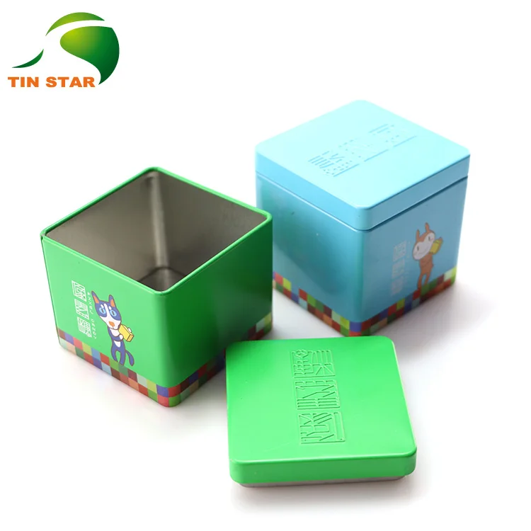 Portable Food Grade Square Empty Metal Tea Can Tin Box With Lid
