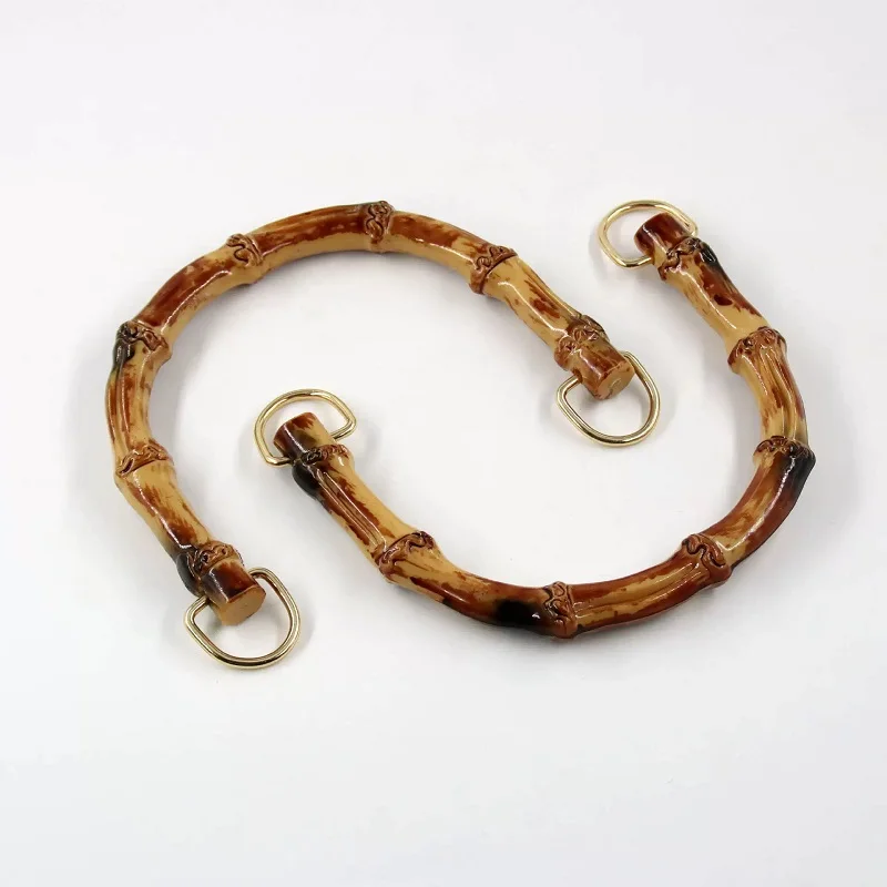 Factory wholesale DIY bag accessories plastic wooden shape bamboo handle for jute canvas fabric bag carrying handle