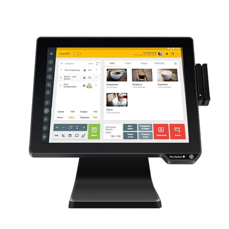 15.1 Inch All In One  Pos system Machine  cash registers Capacitive Touch Screen terminal retail Sale Pos Machine for restaurant