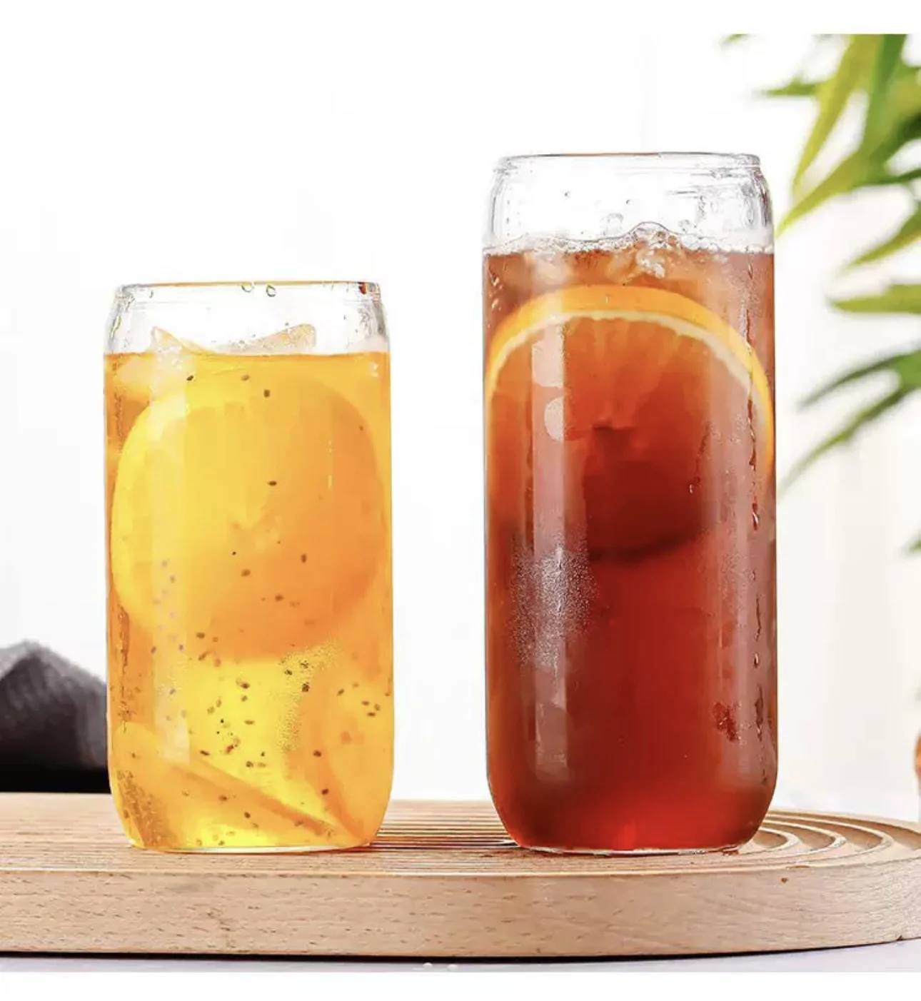 Wholesale 16oz cola cups with bamboo lids straws glass drinking cups