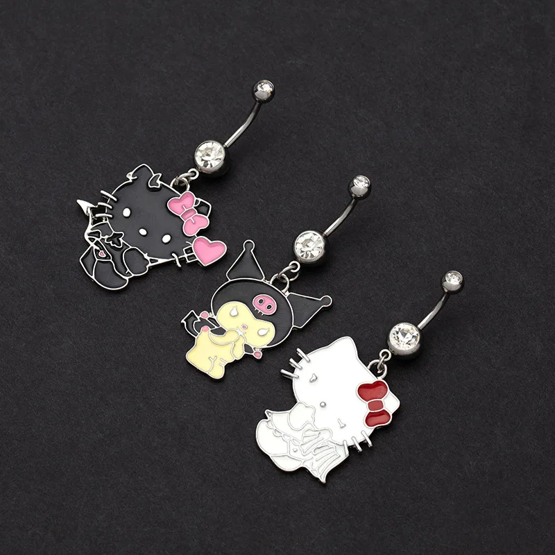 Фабричных запасов рисунок «Hello Kitty» пупка пирсинг ювелирные изделия из 316l хирургической нержавеющей стали с изображением героев мультфильмов очаровательные кольца живота для девочек