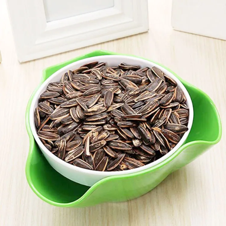 Melamine double dish pistachio nut bowl and snack serving bowl with shell storage