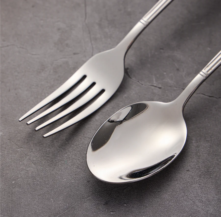Custom stainless steel silver color cutlery tableware couvert de table cheap online knife spoon and fork dinnerware sets