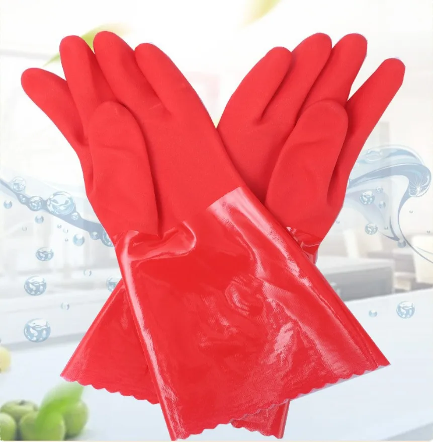 Household Dish Washing Cleaning Pvc Cotton Multipurpose Hand Gloves For Washing Latex For  Laundry Bathroom Warm Kitchen Gloves