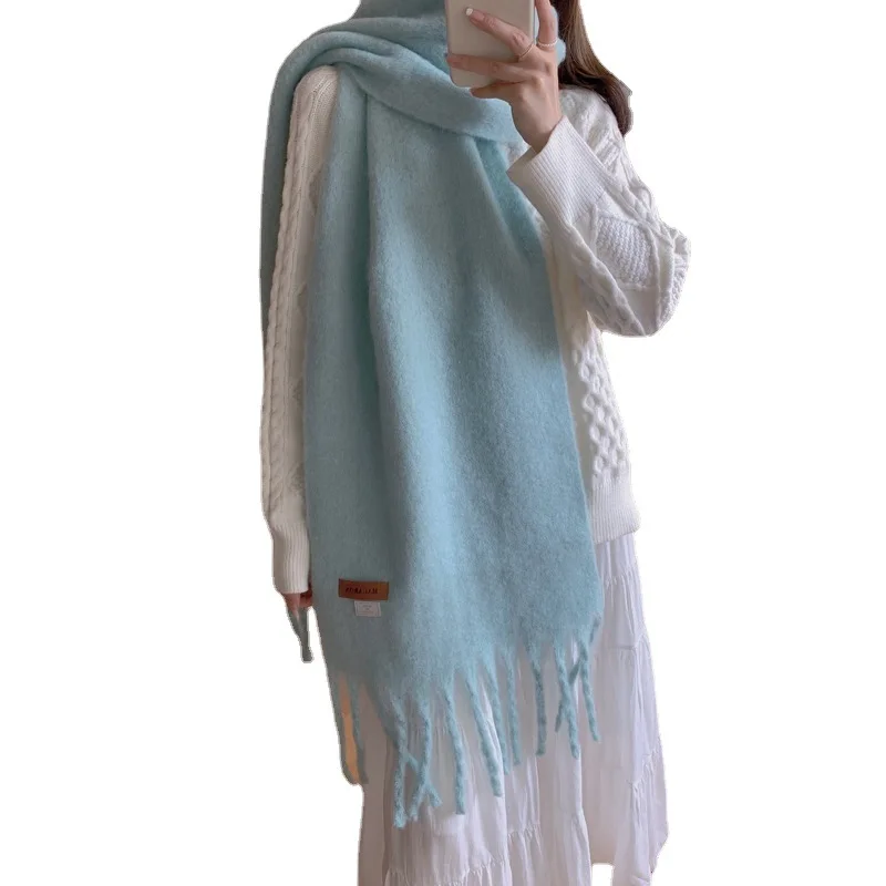 FayeIn Winter Soft Warm Women Scarf Cashmere Long Shawl Solid Color Scarf For Ladies