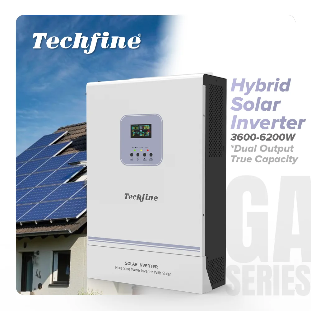Techfine 5 kw 5.5 kva 5.5kw 5000 watt 48v mppt hybrid solar inverter 5000w for residential