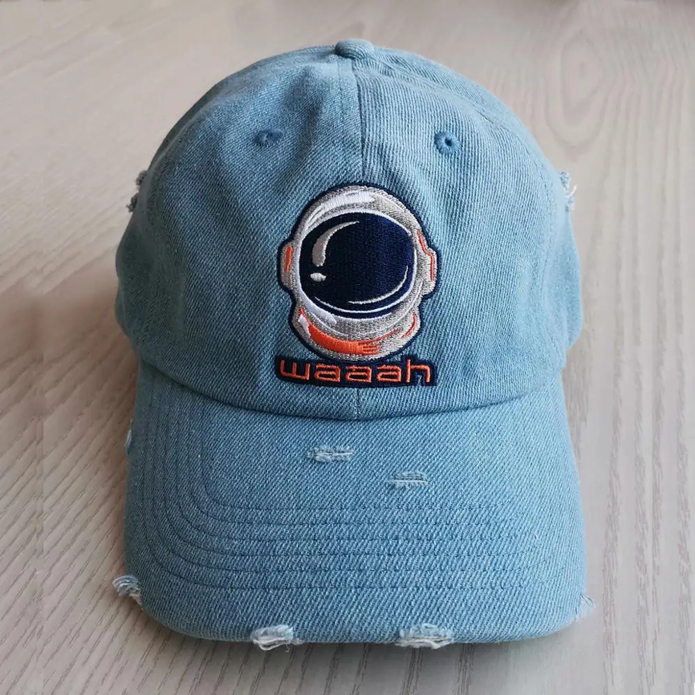 high quality cotton worn-out baseball cap custom distressed plain rip denim dad hats