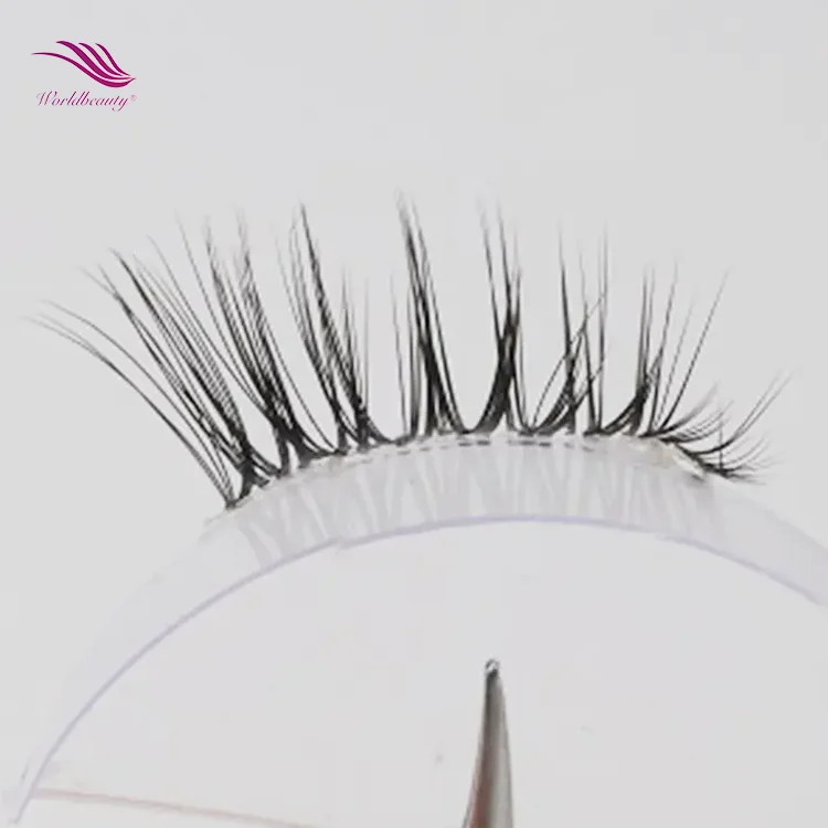 UK New Trend custom packaging half eye eyelash fluffy cruelty free short clear band 3d half lashes cotton black faux mink lash