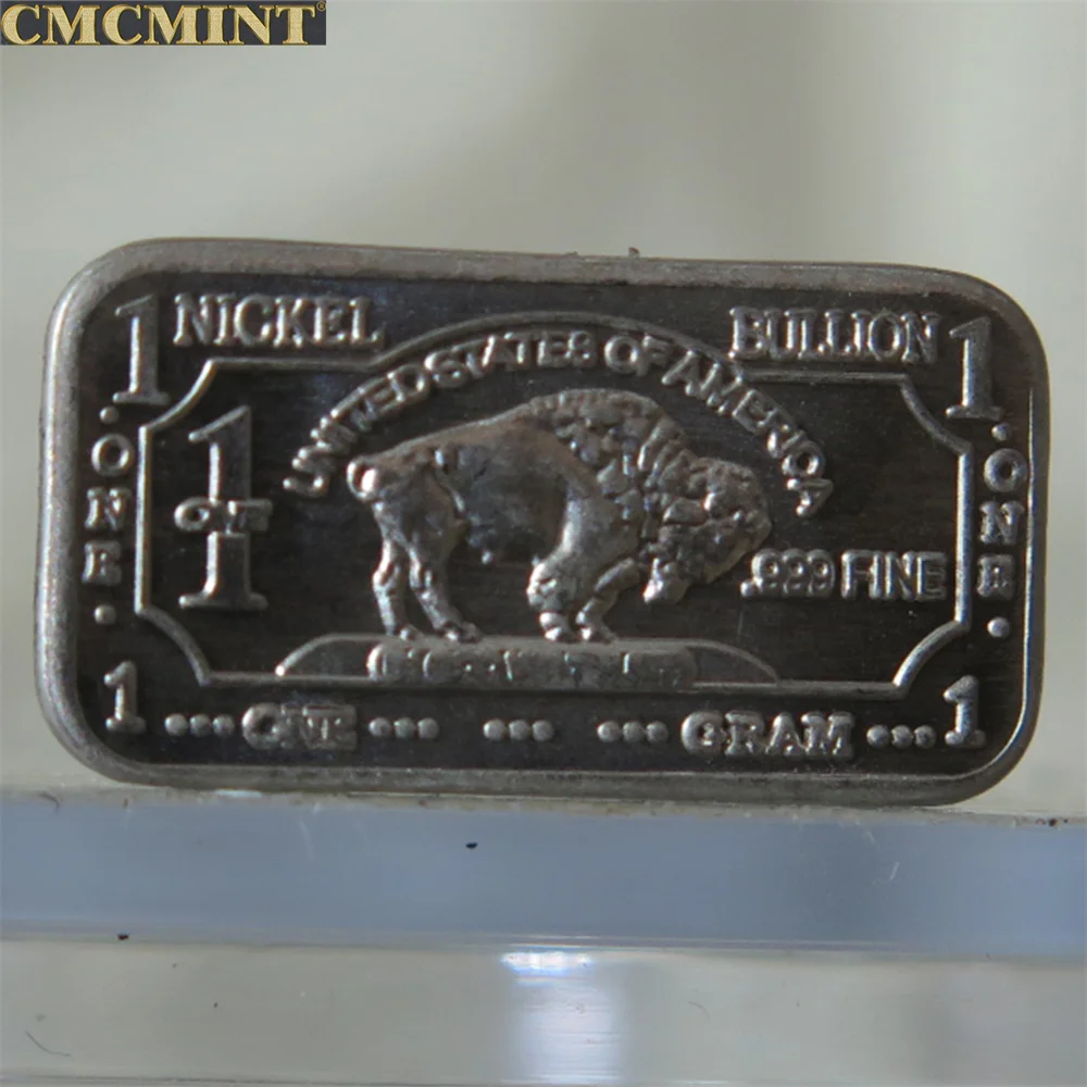 Nickel Metal Commemorative Coin 1 Gram 999 Fine Nickel Buffalo Bar Challenge Coin