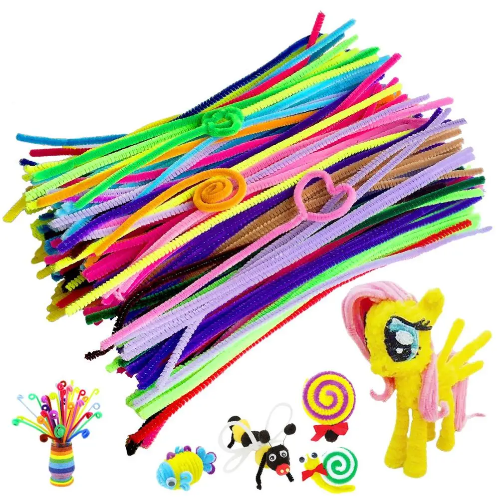 Assorted 24 Colors 100pcs Chenille Stems Pipe Cleaners Fuzzy Sticks 6 mm x 30cm for DIY Art Crafts Decorations  Supplies