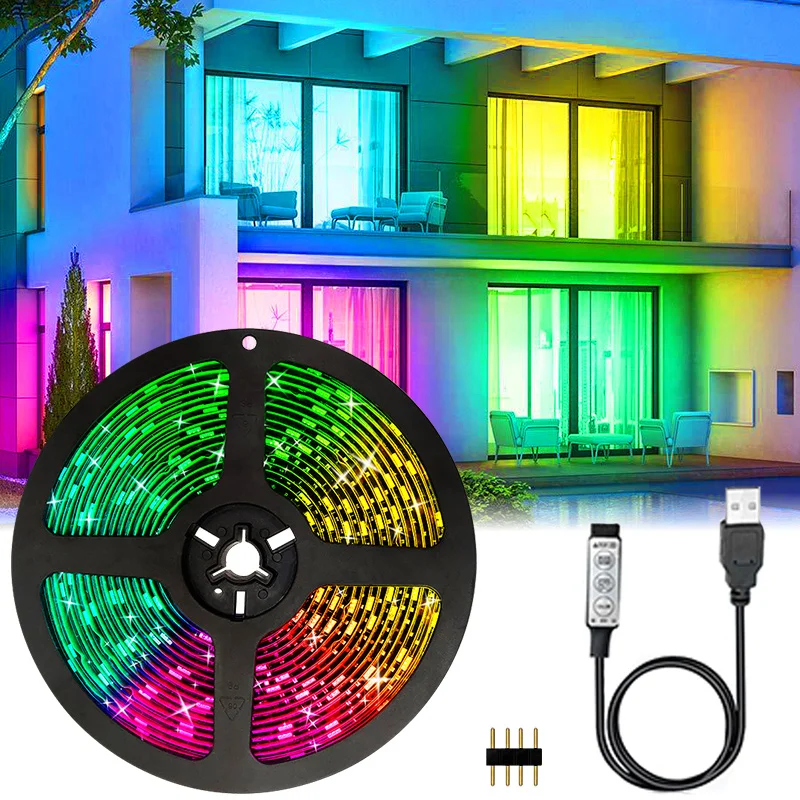 Лента 5050 0 5-5 м USB RGB лампа 5 в полосы освещения ТВ светодиодные ленты с пультом дистанционного управления для украшения