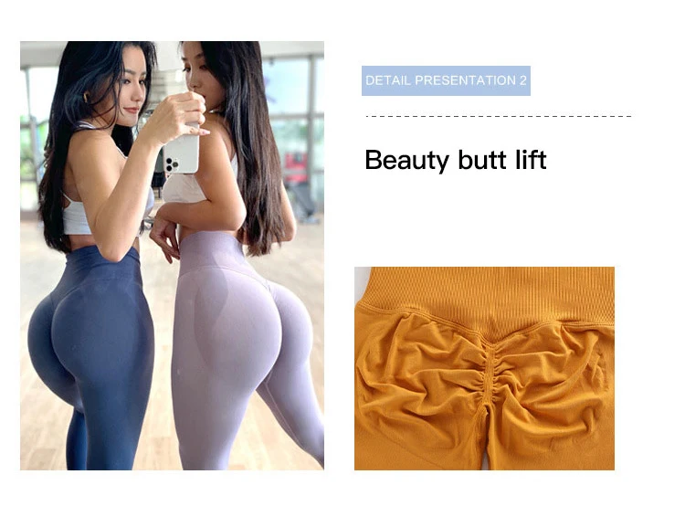 MOQ 1 Women Soft Sport Wear Scrunch Butt Lift Seamless Leggings Custom Ribbed Push Up Booty Workout Gym Fitness Yoga Tights