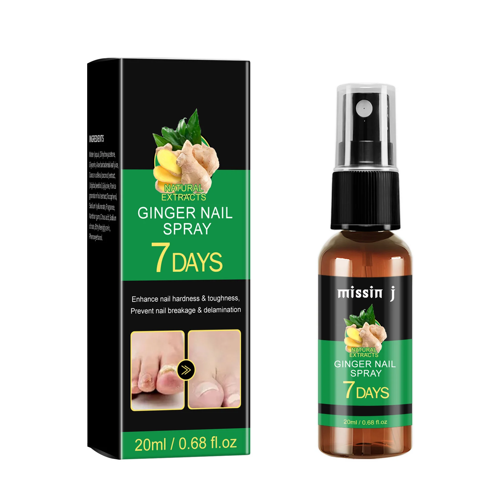 7days Nail Fungus Treatment Liquid Ginger Extract Paronychia Nail Essence Treatment Multi-Purpose Repair For Damaged Nails