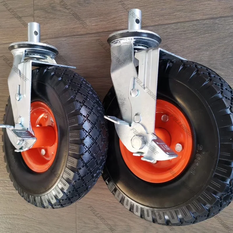10 inch heavy duty swivel PU Foam caster wheel with brake 3.00-4