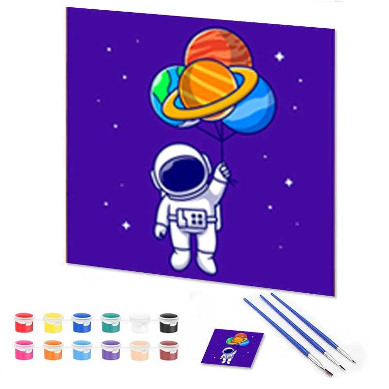 Children Hand Painted Astronaut Acrylic Drawing DIY Oil Painting  Canvas For Painting