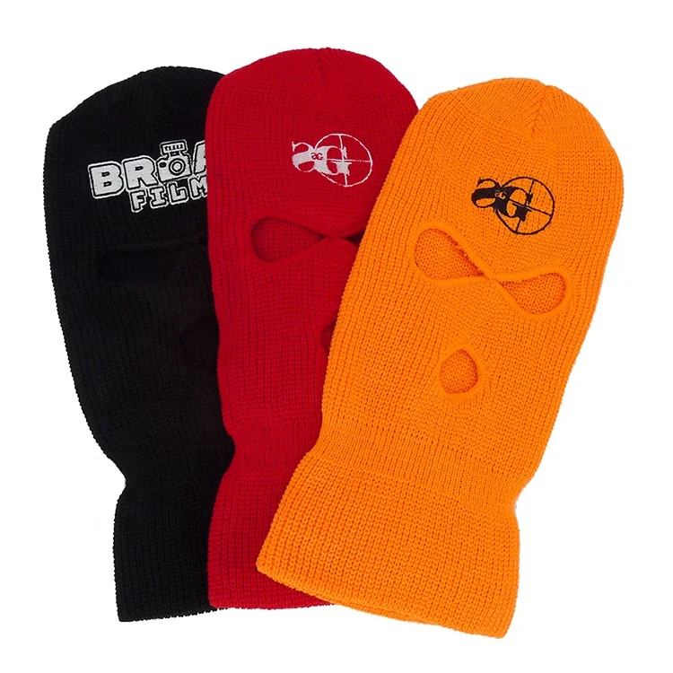 Пользовательские вышитые уход за кожей лица крышка 3 три отверстия Балаклава Рэперы bandit вязаный skimask зимняя Лыжная маска на открытом воздухе